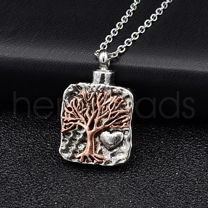 Two Tone Alloy Urn Ashes Necklaces PW-WG72189-01-1