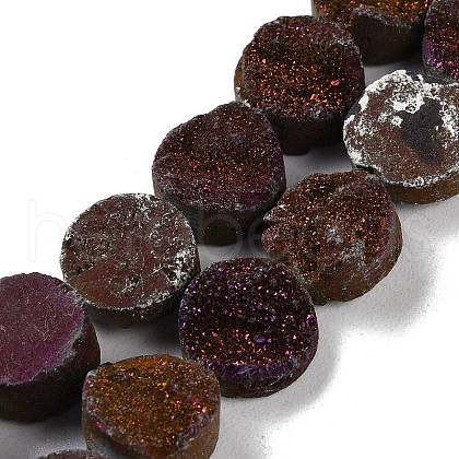 Electroplated Natural Druzy Agate Beads Strands G-M433-01E-1
