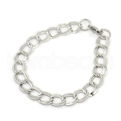 Tarnish Resistant Fashionable 304 Stainless Steel Cuban Link Chain Bracelets STAS-A028-B058P-1