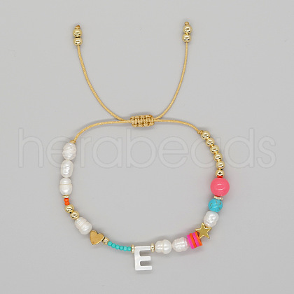 Shell Letter Charm Bead Bracelets ZZ0793-5-1