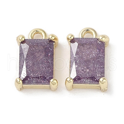 Brass Micro Pave Cubic Zirconia Charms KK-G491-31G-06-1
