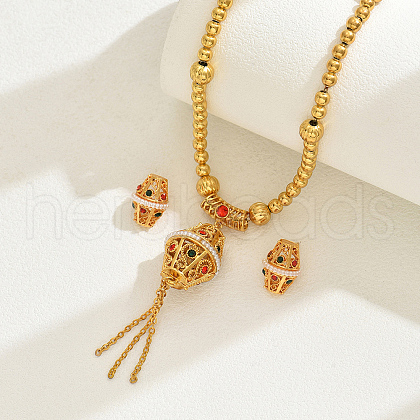 Bohemian Vintage Alloy Earrings & Necklaces Sets with Colorful Rhinestones and Tassels PH5117-1