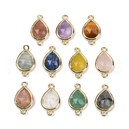 Natural Mixed Gemstone Faceted Connector Charms G-L514-048P-1