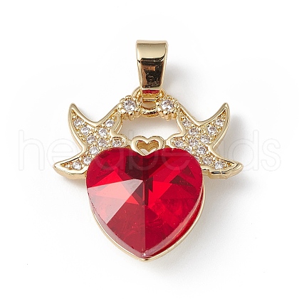 Real 18K Gold Plated Rack Plating Brass Micro Pave Cubic Zirconia Pendants KK-C015-03G-15-1