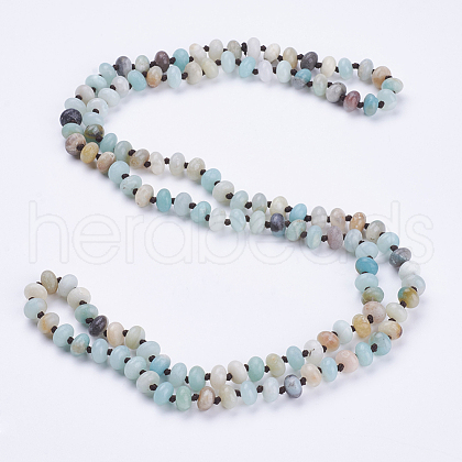 Natural Amazonite Beaded Multi-use Necklaces/Wrap Bracelets NJEW-K095-B05-1