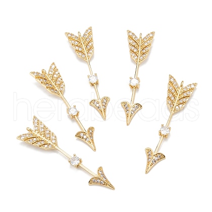 Brass Micro Pave Clear Cubic Zirconia Pendants ZIRC-P086-24G-1