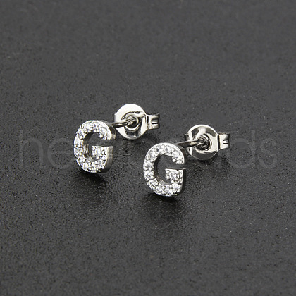 Brass Micro Pave Clear Cubic Zirconia Stud Earrings FS-WGC2F12-07-1