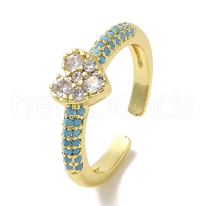 Rack Plating Brass Micro Pave Cubic Zirconia Cuff Rings RJEW-H228-04G-03-1