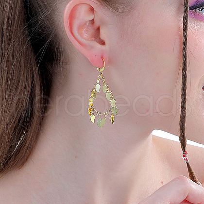 Elegant European Style Floral Tassel Brass Hoop Earrings SZ9502-1