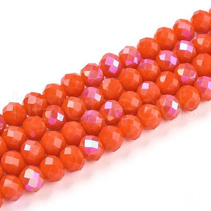 Electroplate Opaque Solid Color Glass Beads Strands EGLA-A044-P6mm-L03-1-1