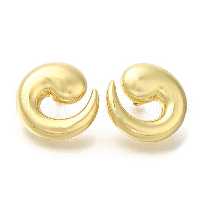 Rack Plating Big Conch Snail Brass Stud Earrrings EJEW-L097-09G-1