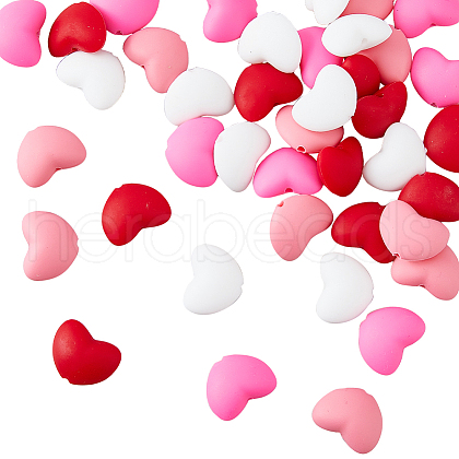 DICOSMETIC 40Pcs 4 Colors Heart Food Grade Eco-Friendly Silicone Beads SIL-DC0001-77-1
