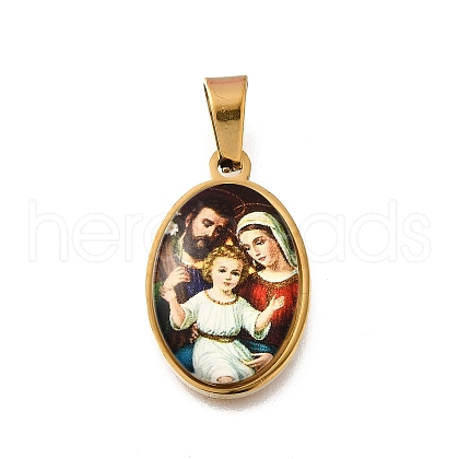 Religion Theme 304 Stainless Steel Pave Epoxy Pendants STAS-K256-29G-03-1
