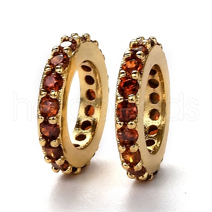 Brass Micro Pave Cubic Zirconia European Beads KK-B028-18G-D-1