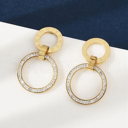304 Stainless Steel Polymer Clay Ring Stud Earrings EJEW-V004-04G-1