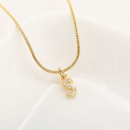 Brass Micro Pave Clear Cubic Zirconia Pendant Initial Necklaces FS-WGC46E8-19-1