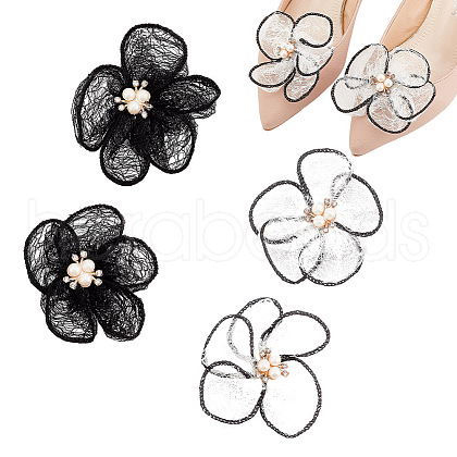 ARRICRAFT 4Pcs 2 Colors Flower Cloth Shoe Decorations FIND-AR0004-47-1