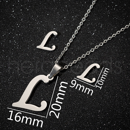 201 Stainless Steel Pendant Necklaces & Stud Earrings Sets WG00841-17-1