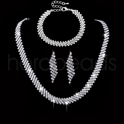 Brass Crystal Rhinestone Jewelry Sets FS-WGCC0E6-01-1