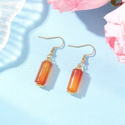 Natural Carnelian Dangle Earrings EJEW-JE06468-1
