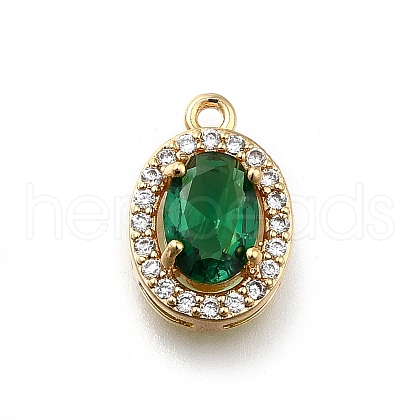 Brass Micro Pave Cubic Zirconia Pendants KK-D312-09G-05-1