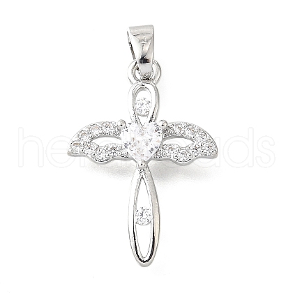 Brass Micro Pave Cubic Zirconia Pendants KK-V007-43P-1