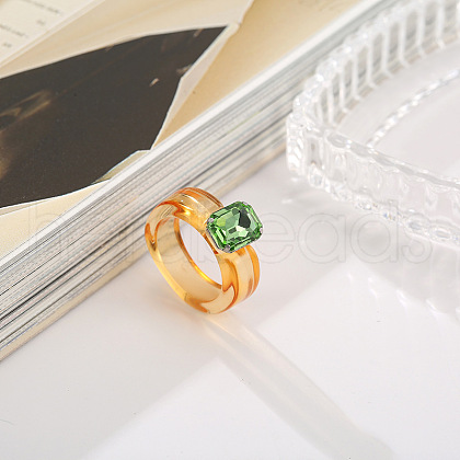 Rectangle Resin with Glass Finger Rings for Women FS-WG96B1D-05-1