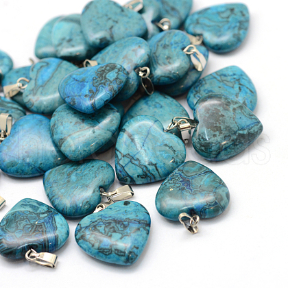 Dyed Heart Natural Gemstone Pendants X-G-Q438-05-1