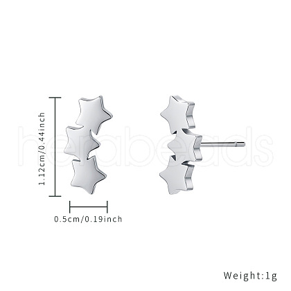 Non-Tarnish Stainless Steel Star Stud Earrings for Women JV5083-1