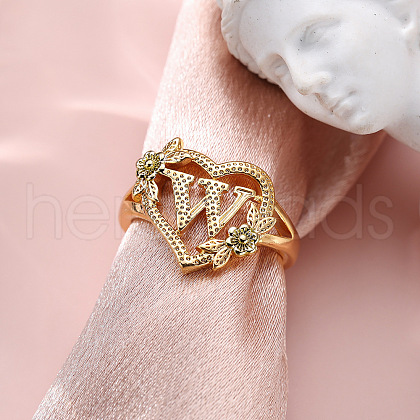 Heart with Flower Hollow Out Brass Finger Rings FS-WG99C3E-23-1