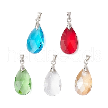 Teardrop Glass Pendants PALLOY-JF03741-1