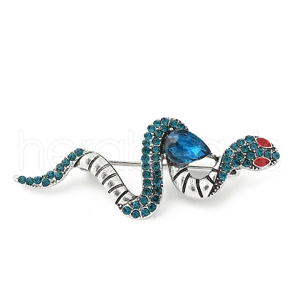 Snake Alloy Rhinestone Brooches for Backpack Clothes JEWB-Z040-01B-AS-1