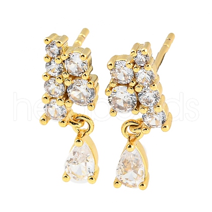 Rack Plating Brass Cubic Zirconia Grape Shape Dangle Stud Earrings EJEW-K245-47G-1