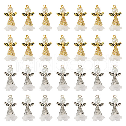  60Pcs 2 Colors Angel Frosted Acrylic Pendants FIND-TA0002-81-1
