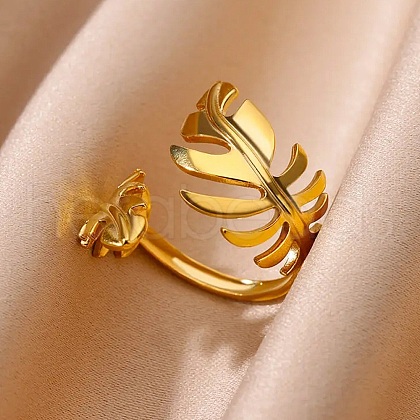 304 Stainless Steel Adjustable Open Cuff Rings for Women RJEW-U060-03F-G-1