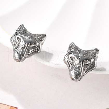 304 Stainless Steel Wolf Clip-on Earrings EJEW-B116-02P-1