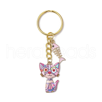 Alloy Enamel Cat Keychain KEYC-JKC01182-01-1
