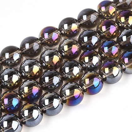 Electroplate Transparent Glass Beads Strands GLAA-T032-T10mm-AB02-1