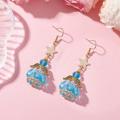 Angel Star Handmade Glass Seed Beads & Glass Dangle Earrings for Women EJEW-MZ00393-03-1