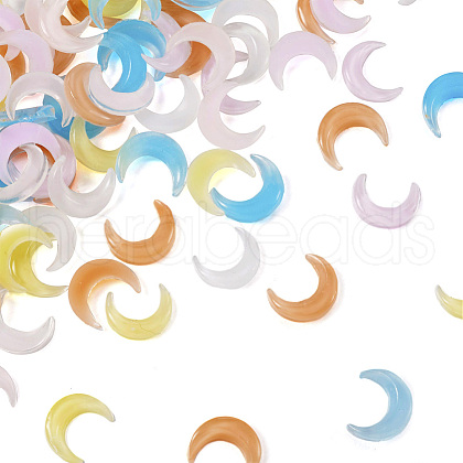  120Pcs 6 Colors Resin 3D Moon Cabochons MRMJ-TA0001-31-1