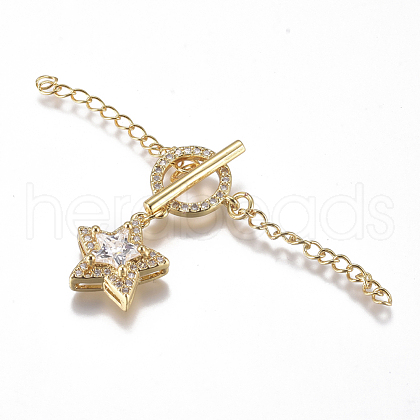 Brass Micro Pave Clear Cubic Zirconia Chain Extender ZIRC-G168-02G-1