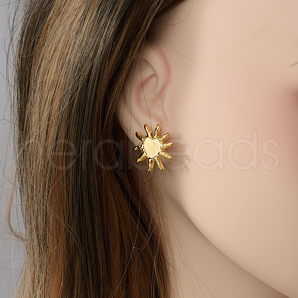 Fashionable Stainless Steel Irregular Heart with Sun Stud Earrings OV7222-2-1