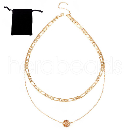 Brass Double Layer Necklaces NJEW-TAC0020-1