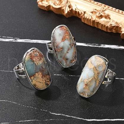 Natural Aqua Terra Jasper Finger Rings RJEW-A068-04P-1