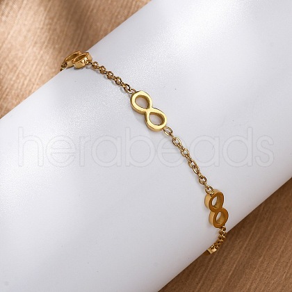 304 Stainless Steel Infinity Link Bracelets BJEW-Z099-02G-1