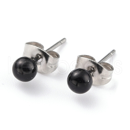 Acrylic Imitation Pearl Ball Stud Earrings STAS-Z035-05B-02-1