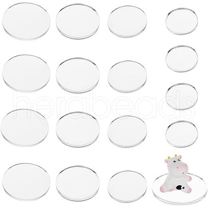 Olycraft 16Pcs 4 Style Flat Round Acrylic Display Base ODIS-OC0001-66-1