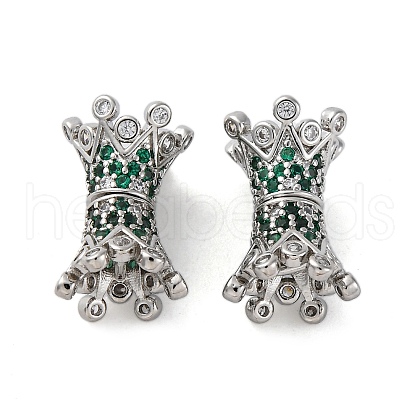 Brass Micro Pave Cubic Zirconia Screw Clasps KK-Z078-42P-1