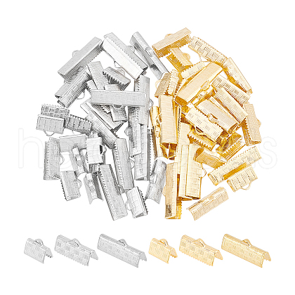 Unicraftale 60Pcs 6 Style 304 Stainless Steel Ribbon Crimp Ends STAS-UN0055-92-1