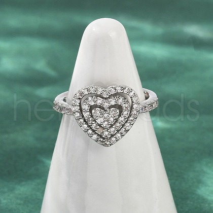 Brass Micro Pave Cubic Zirconia Cuff Rings for Women RJEW-F182-05P-1